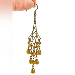 Vintage-Style Bronze Chandelier Earrings